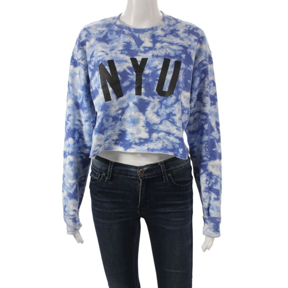 Champion Women Pullover Crewneck Batik NYU Blue Long Sleeve Cotton Size M